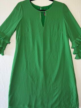 Vince Camuto Green Ruffle Sleeve Midi Dress | Size 10